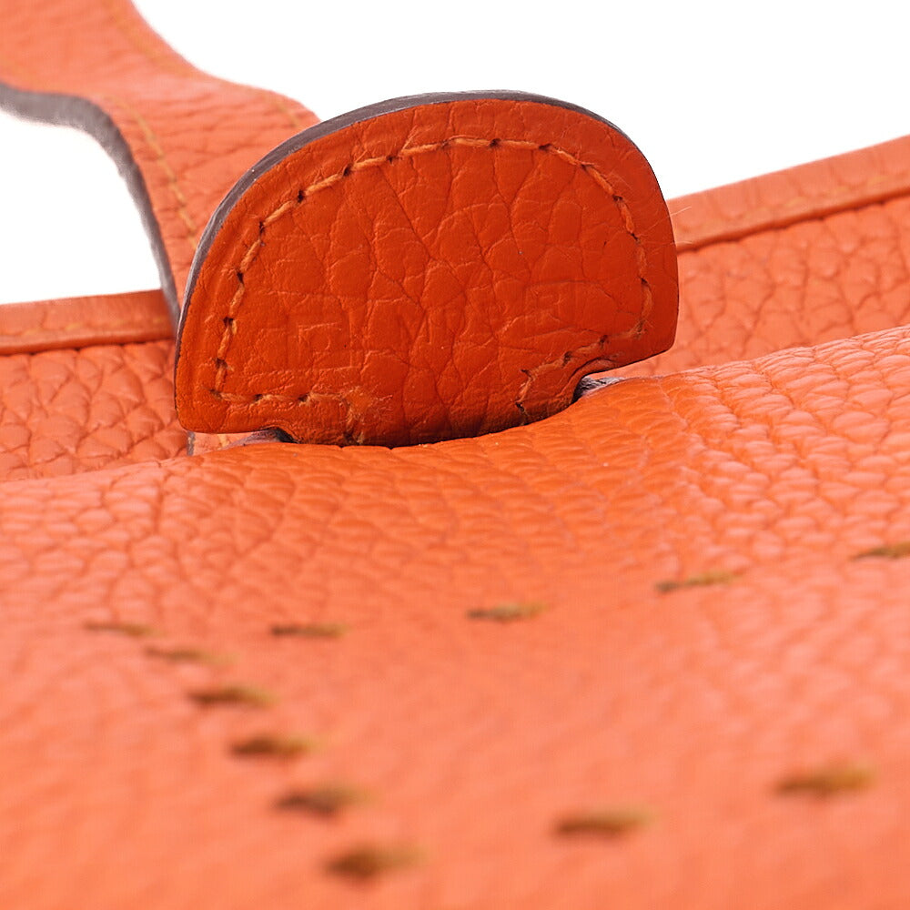 Hermes Hermes Eveline PM3 Trois Trion Clemence Shoulder Bag Orange Silver-Tone Hardware, Pre-Owned