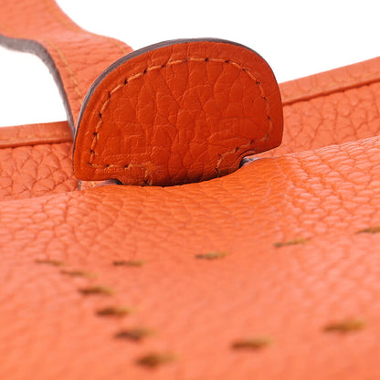 Hermes Hermes Eveline PM3 Trois Trion Clemence Shoulder Bag Orange Silver-Tone Hardware, Pre-Owned