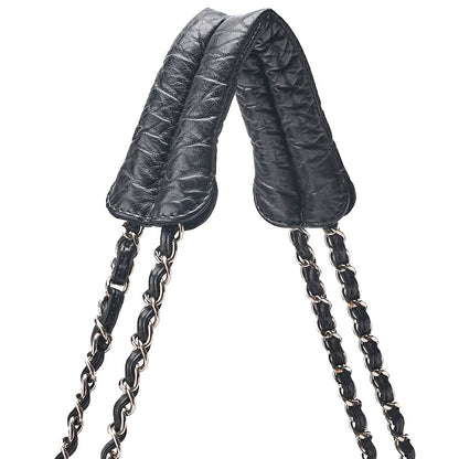 CHANEL Vintage Calf Matelasse 2.55 Turn Lock 2-Way Shoulder Outside Flap Multi-Pocket Black Silver-Tone Hardware, Pre-Owned