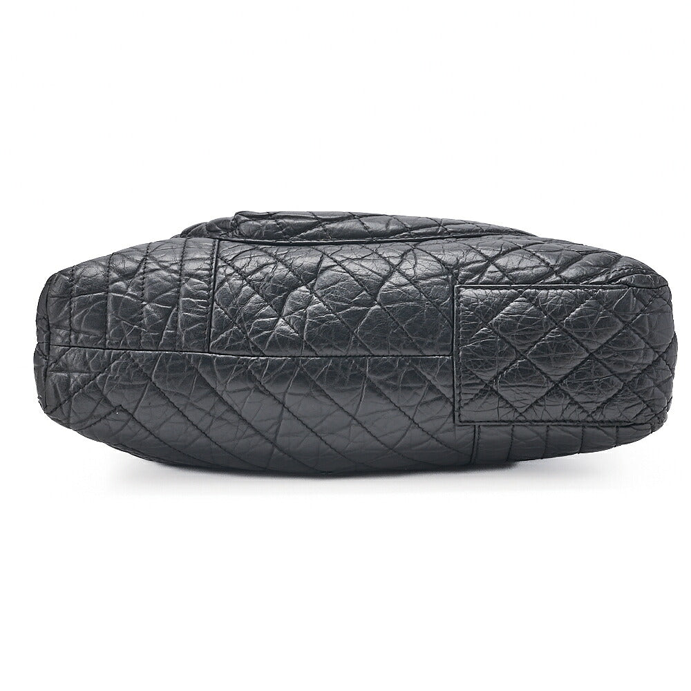 CHANEL Vintage Calf Matelasse 2.55 Turn Lock 2-Way Shoulder Outside Flap Multi-Pocket Black Silver-Tone Hardware, Pre-Owned