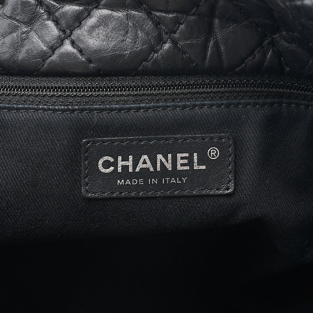 CHANEL Vintage Calf Matelasse 2.55 Turn Lock 2-Way Shoulder Outside Flap Multi-Pocket Black Silver-Tone Hardware, Pre-Owned