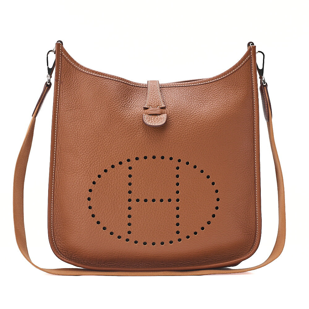 Hermes Hermes Evelyn 2 PM Trois Togo Shoulder Bag Gold Silver-Tone Hardware, Pre-Owned