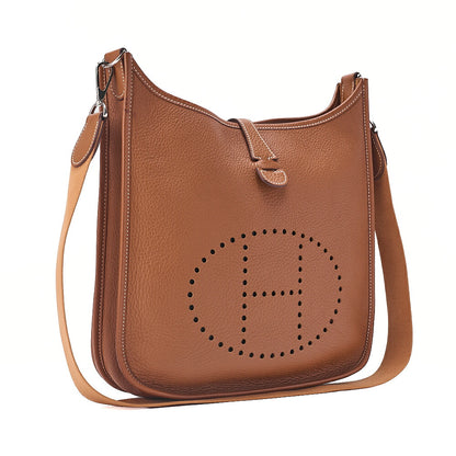 Hermes Hermes Evelyn 2 PM Trois Togo Shoulder Bag Gold Silver-Tone Hardware, Pre-Owned