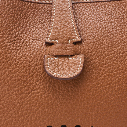 Hermes Hermes Evelyn 2 PM Trois Togo Shoulder Bag Gold Silver-Tone Hardware, Pre-Owned