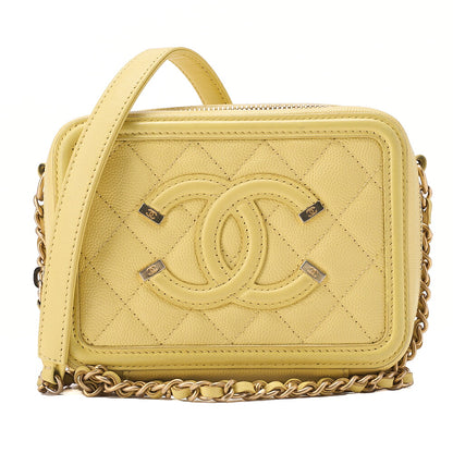CHANEL Coco Mark CC Filigree Chain Shoulder Mini Caviar Skin Yellow Gold-Tone Hardware, Pre-Owned
