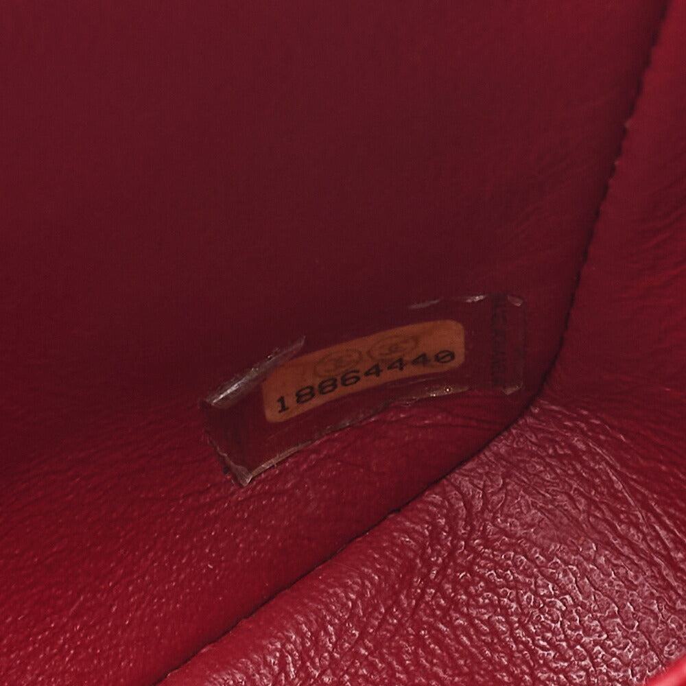 CHANEL Chain Shoulder Bag Mini Matelasse 17cm Caviar Skin Red Silver-Tone Hardware, Pre-Owned