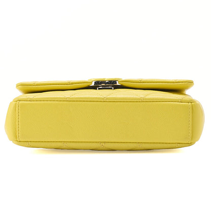 CHANEL Caviar Skin Mini Matelasse Bicolore Yellow Chain Shoulder Yellow Silver-Tone Hardware, Pre-Owned