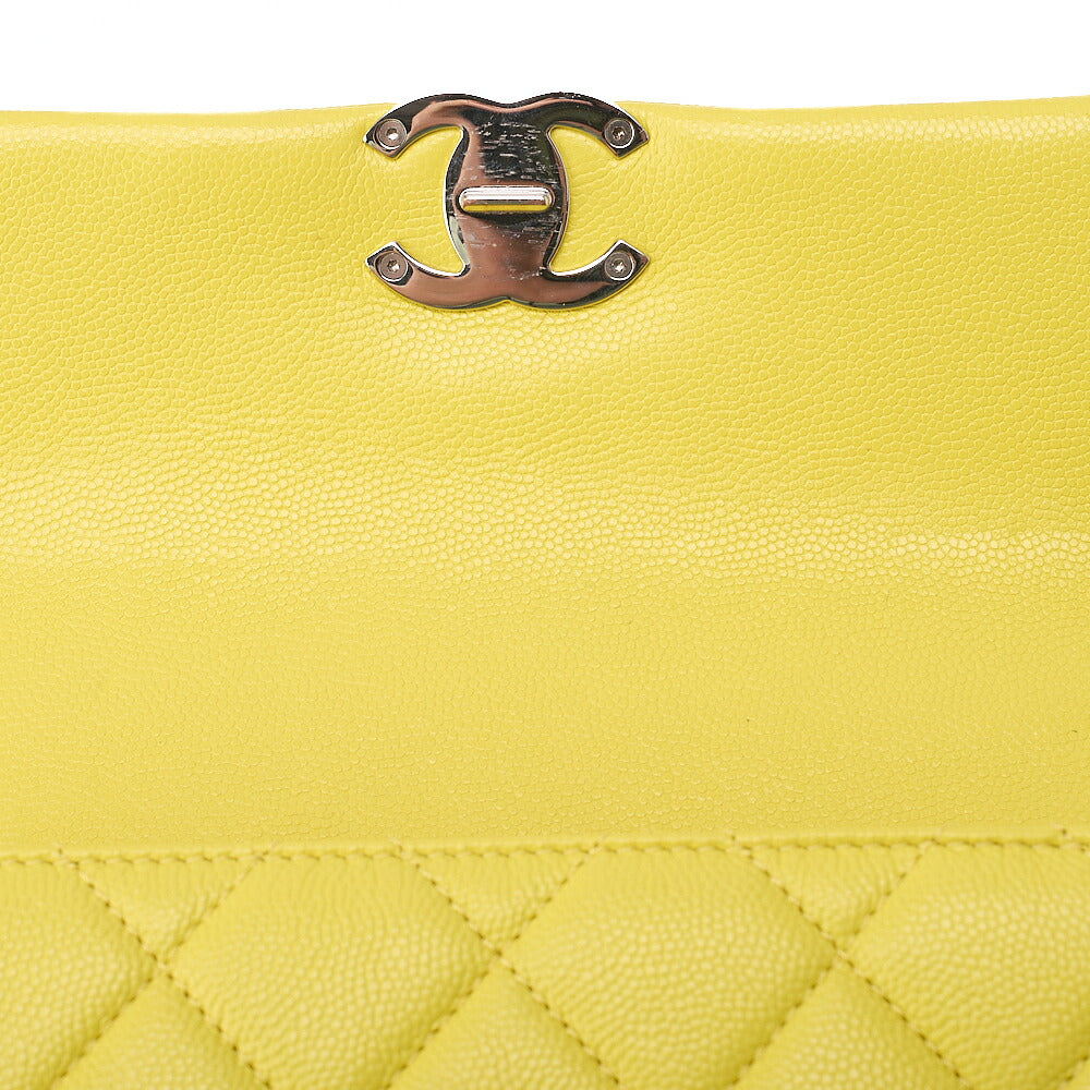 CHANEL Caviar Skin Mini Matelasse Bicolore Yellow Chain Shoulder Yellow Silver-Tone Hardware, Pre-Owned