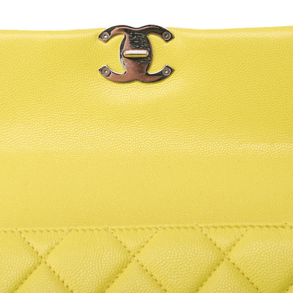 CHANEL Caviar Skin Mini Matelasse Bicolore Yellow Chain Shoulder Yellow Silver-Tone Hardware, Pre-Owned