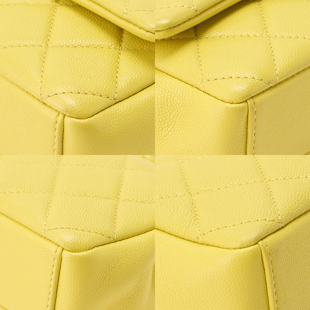 CHANEL Caviar Skin Mini Matelasse Bicolore Yellow Chain Shoulder Yellow Silver-Tone Hardware, Pre-Owned