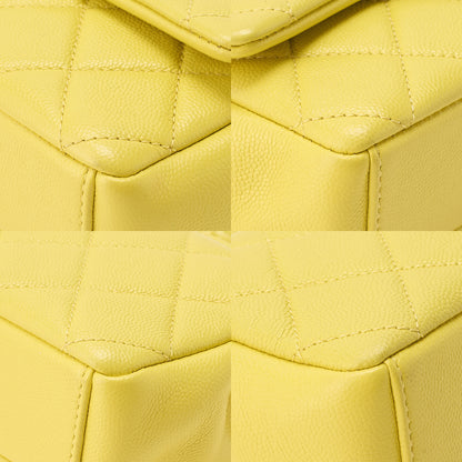CHANEL Caviar Skin Mini Matelasse Bicolore Yellow Chain Shoulder Yellow Silver-Tone Hardware, Pre-Owned