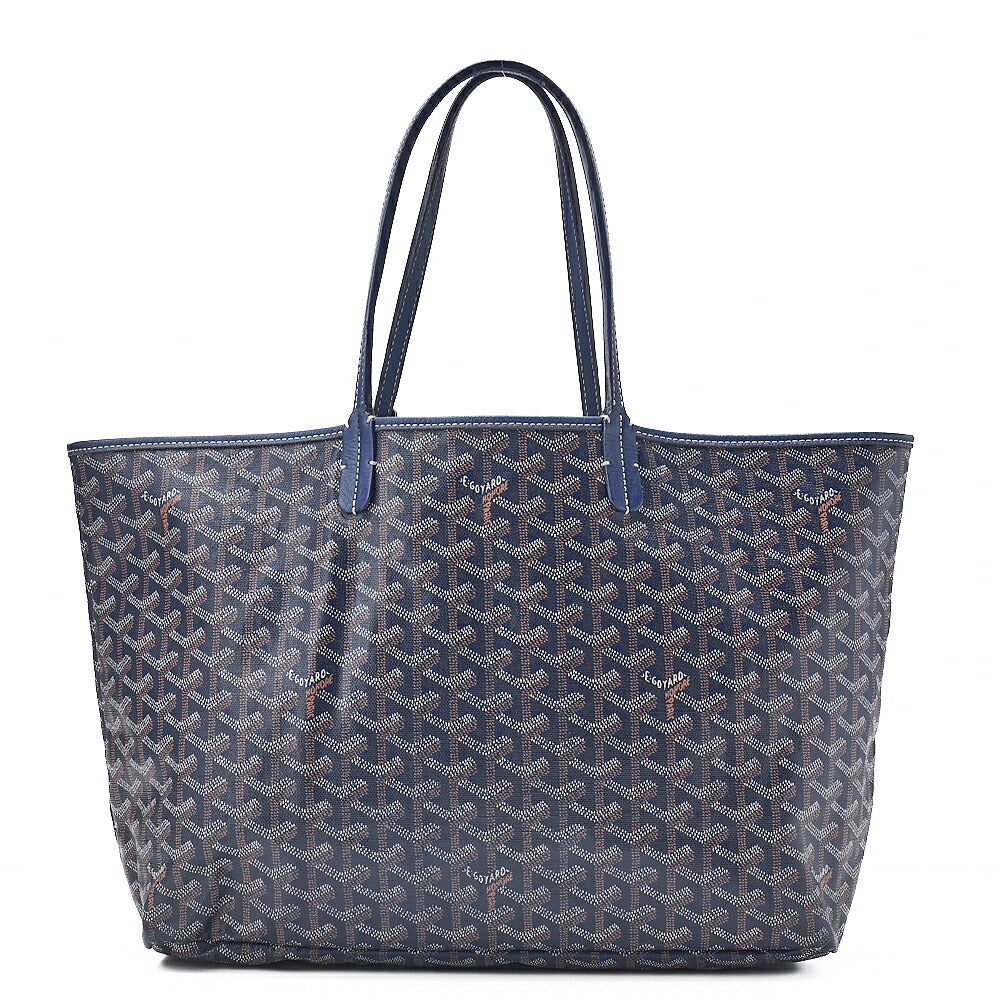GOYARD Saint Louis PM Tote Bag Coated Canvas Navy Silver-Tone Hardware, Pre-Owned