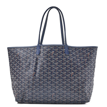 GOYARD Saint Louis PM Tote Bag Coated Canvas Navy Silver-Tone Hardware, Pre-Owned