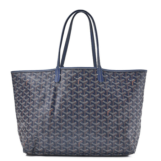 GOYARD Saint Louis PM Tote Bag Coated Canvas Navy Silver-Tone Hardware, Pre-Owned