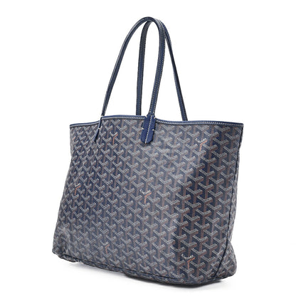 GOYARD Saint Louis PM Tote Bag Coated Canvas Navy Silver-Tone Hardware, Pre-Owned