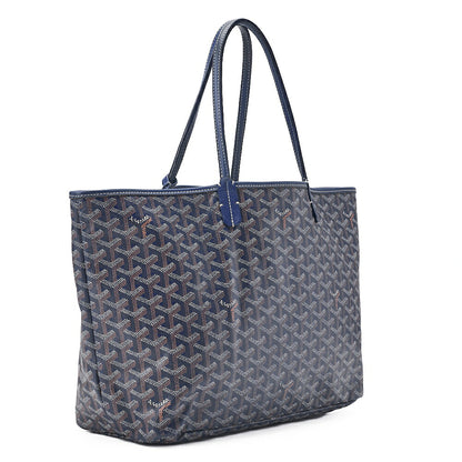 GOYARD Saint Louis PM Tote Bag Coated Canvas Navy Silver-Tone Hardware, Pre-Owned