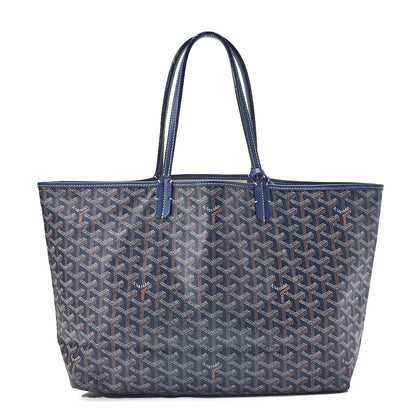 GOYARD Saint Louis PM Tote Bag Coated Canvas Navy Silver-Tone Hardware, Pre-Owned