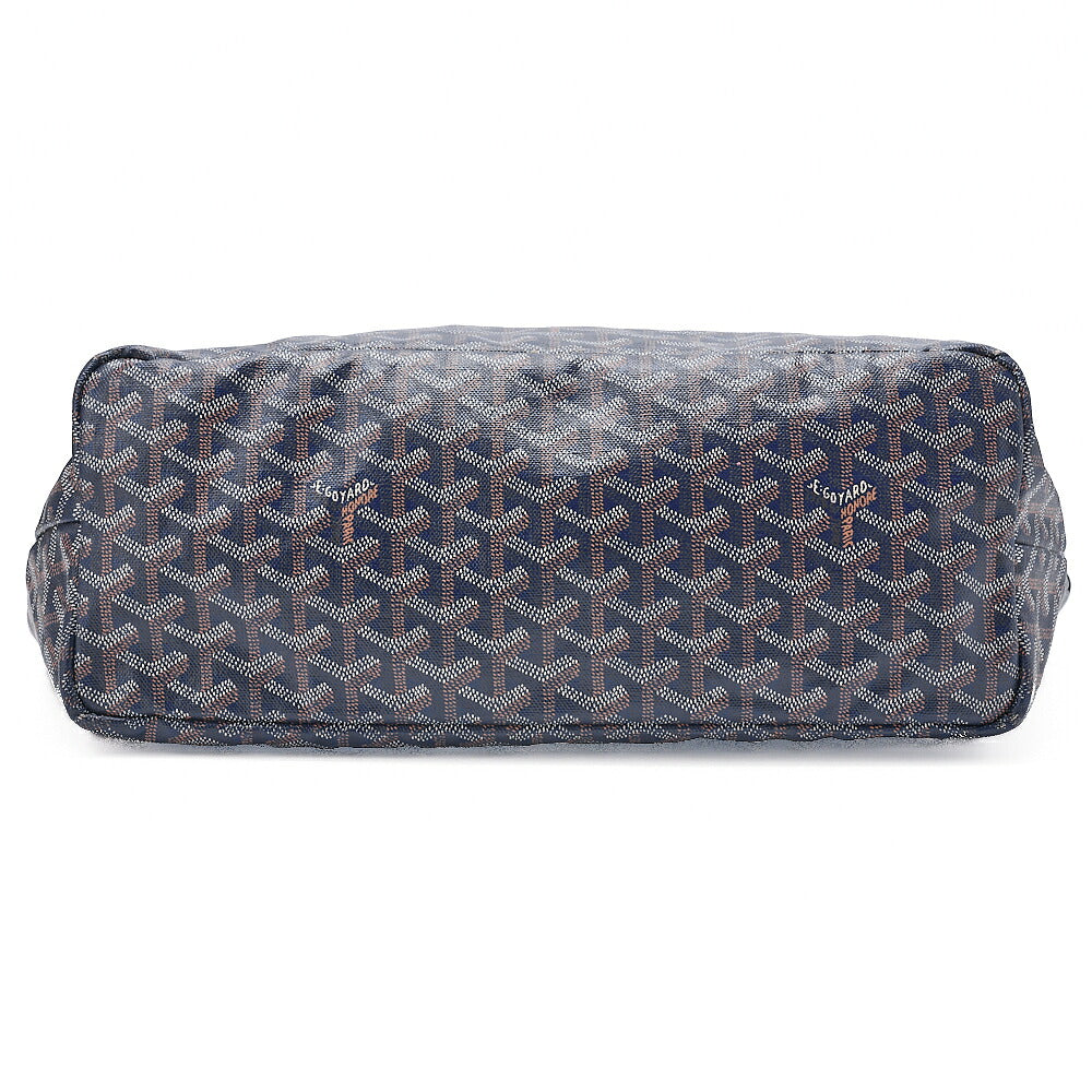 GOYARD Saint Louis PM Tote Bag Coated Canvas Navy Silver-Tone Hardware, Pre-Owned