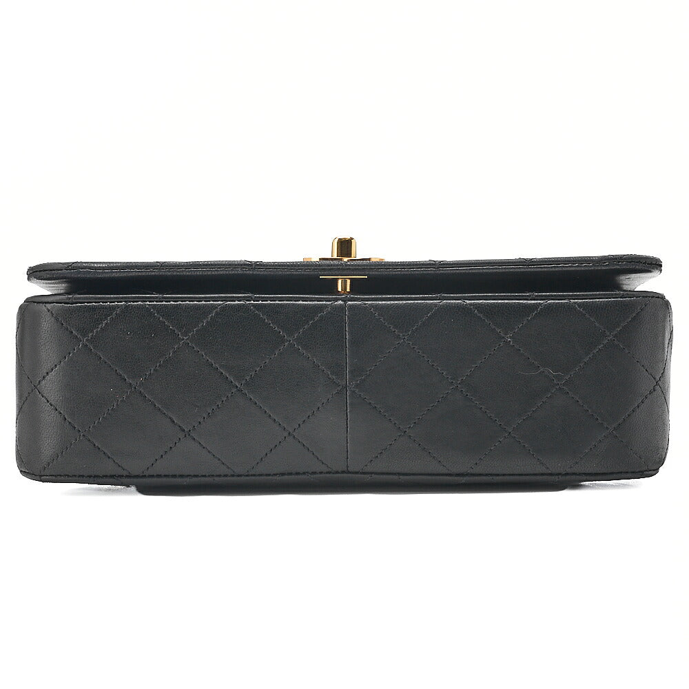 CHANEL Lambskin Lambskin Matelasse Full Flap Turn Lock Chain Shoulder Black Gold-Tone Hardware, Pre-Owned