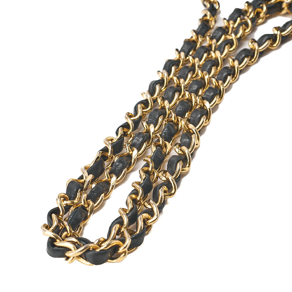 CHANEL Lambskin Lambskin Matelasse Full Flap Turn Lock Chain Shoulder Black Gold-Tone Hardware, Pre-Owned