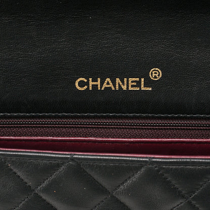 CHANEL Lambskin Lambskin Matelasse Full Flap Turn Lock Chain Shoulder Black Gold-Tone Hardware, Pre-Owned
