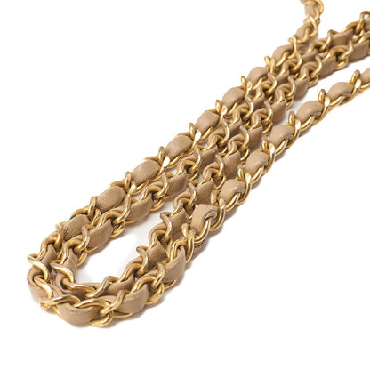 CHANEL Lambskin Lambskin Matelasse Full Flap Turn Lock Chain Shoulder Beige Gold-Tone Hardware, Pre-Owned