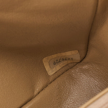 CHANEL Lambskin Lambskin Matelasse Full Flap Turn Lock Chain Shoulder Beige Gold-Tone Hardware, Pre-Owned