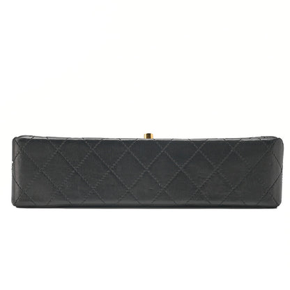 CHANEL Lambskin Matelasse 26cm Paris Limited Double Flap Shoulder Bag Black Gold-Tone Hardware, Pre-Owned