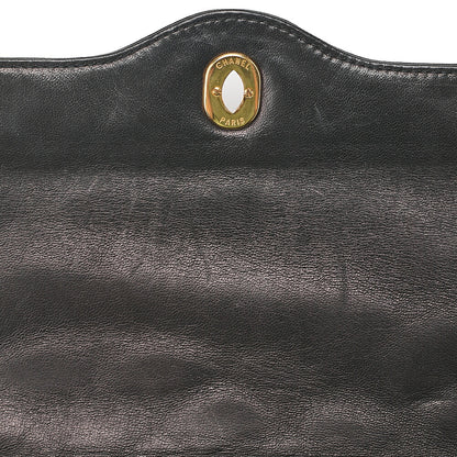 CHANEL Lambskin Matelasse 26cm Paris Limited Double Flap Shoulder Bag Black Gold-Tone Hardware, Pre-Owned