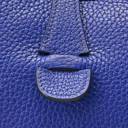 Hermes Eveline PM 3 Trois Triillon Clemence Shoulder Bag Bleu France Silver-Tone Hardware, Pre-Owned