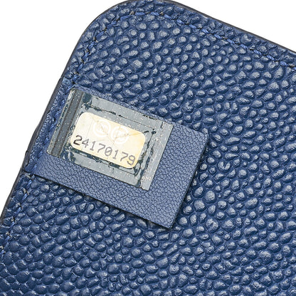 CHANEL Caviar Skin Coco Mark Punching Round Type Chain Shoulder White Silver-Tone Hardware, Pre-Owned