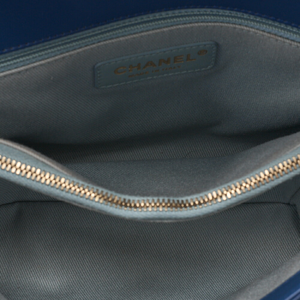 CHANEL Calfskin V-Stitch Turn Lock 2-Way Chain Shoulder Navy Gold-Tone Hardware, Pre-Owned
