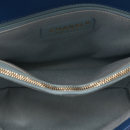 CHANEL Calfskin V-Stitch Turn Lock 2-Way Chain Shoulder Navy Gold-Tone Hardware, Pre-Owned