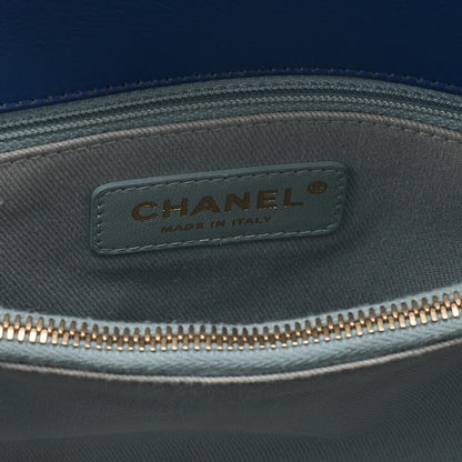 CHANEL Calfskin V-Stitch Turn Lock 2-Way Chain Shoulder Navy Gold-Tone Hardware, Pre-Owned
