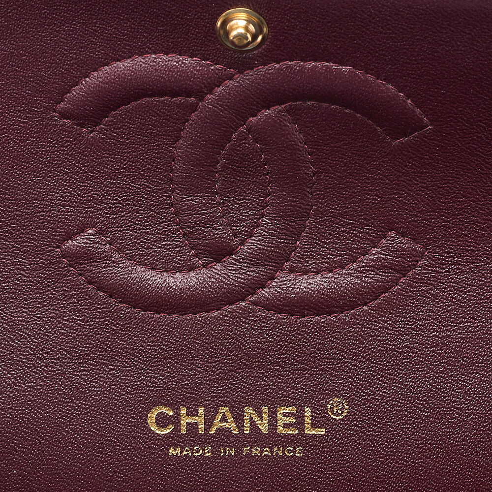 CHANEL Caviar Skin Matelasse 25cm Double Flap Chain Shoulder Black Gold-Tone Hardware, Pre-Owned