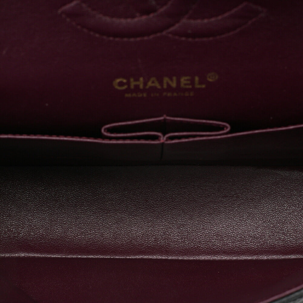 CHANEL Caviar Skin Matelasse 25cm Double Flap Chain Shoulder Black Gold-Tone Hardware, Pre-Owned