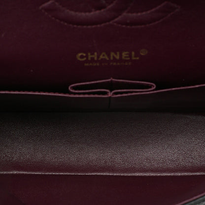 CHANEL Caviar Skin Matelasse 25cm Double Flap Chain Shoulder Black Gold-Tone Hardware, Pre-Owned