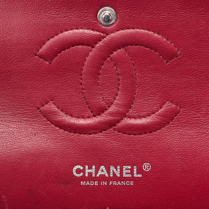 CHANEL Shoulder Bag Matelasse Double Flap 25cm Chain Shoulder Caviar Skin Red Silver-Tone Hardware, Pre-Owned