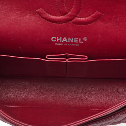CHANEL Shoulder Bag Matelasse Double Flap 25cm Chain Shoulder Caviar Skin Red Silver-Tone Hardware, Pre-Owned