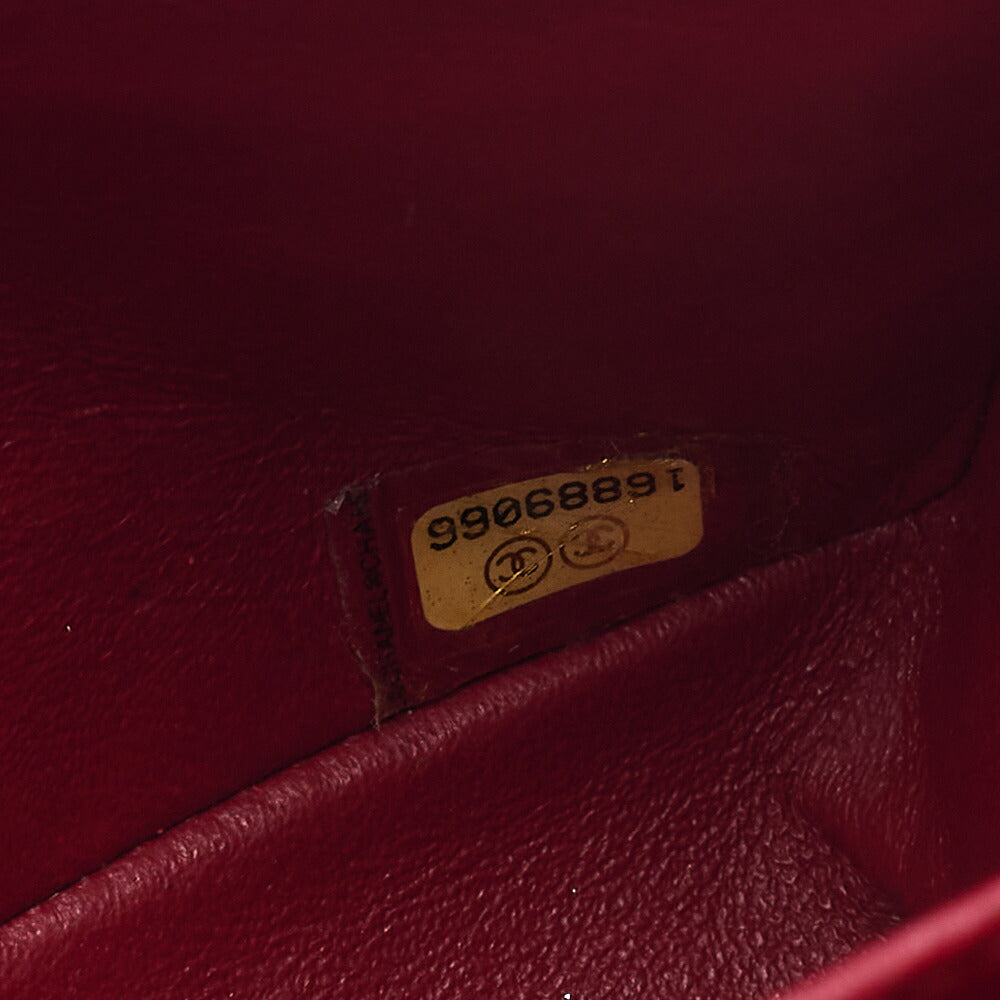 CHANEL Shoulder Bag Matelasse Double Flap 25cm Chain Shoulder Caviar Skin Red Silver-Tone Hardware, Pre-Owned