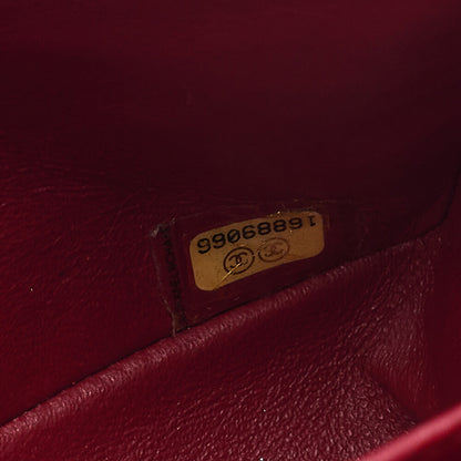 CHANEL Shoulder Bag Matelasse Double Flap 25cm Chain Shoulder Caviar Skin Red Silver-Tone Hardware, Pre-Owned