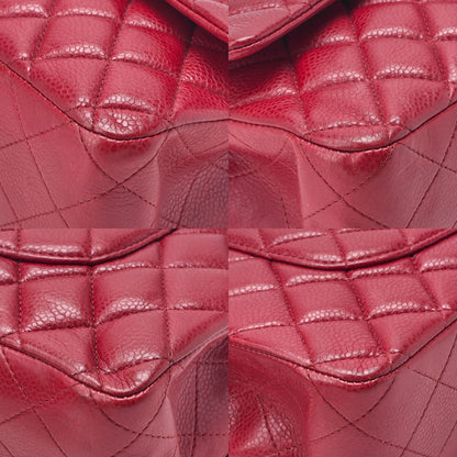 CHANEL Shoulder Bag Matelasse Double Flap 25cm Chain Shoulder Caviar Skin Red Silver-Tone Hardware, Pre-Owned