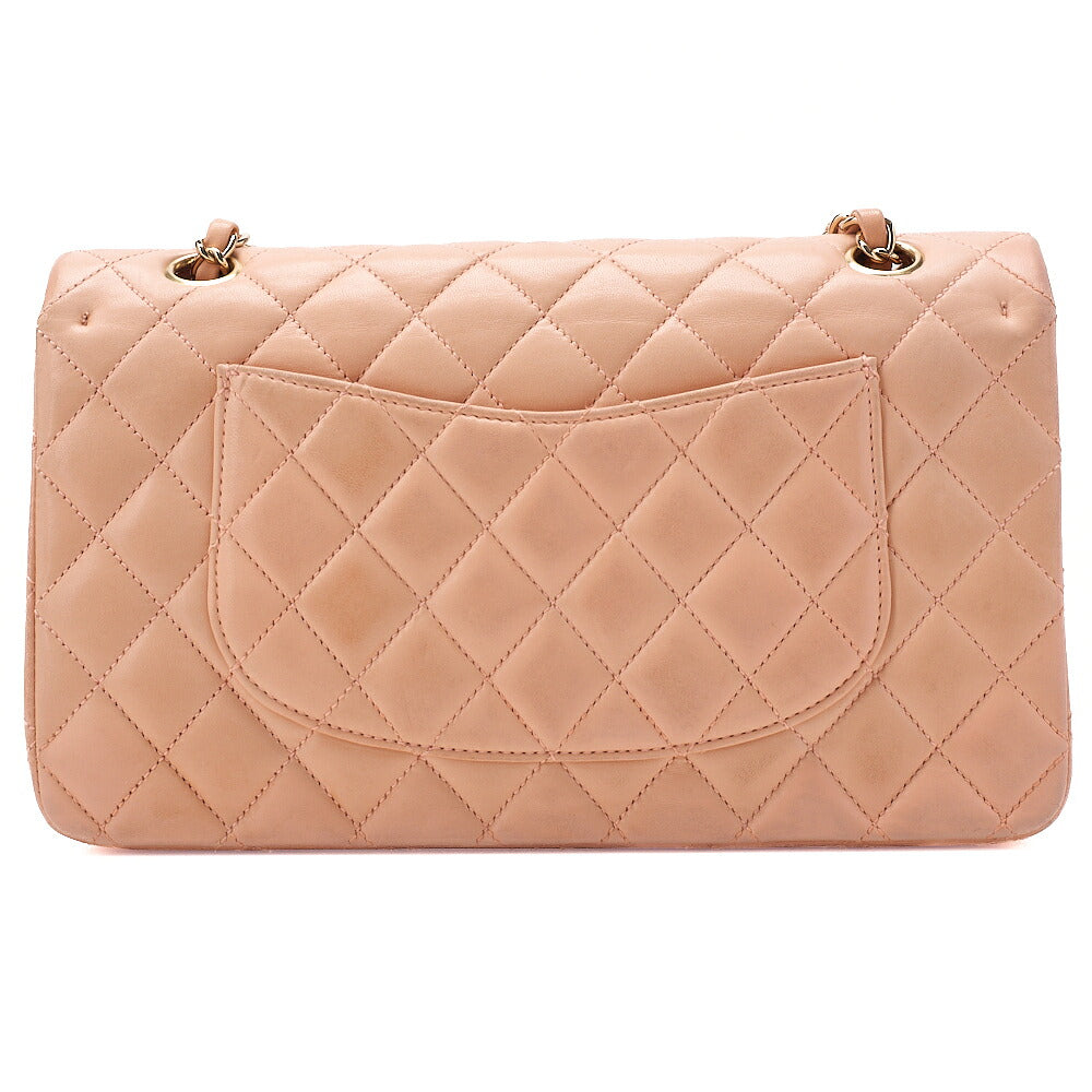 CHANEL Chain Shoulder Bag Matelasse Double Flap 25 Turn Lock Lambskin Salmon Pink Gold-Tone Hardware, Pre-Owned