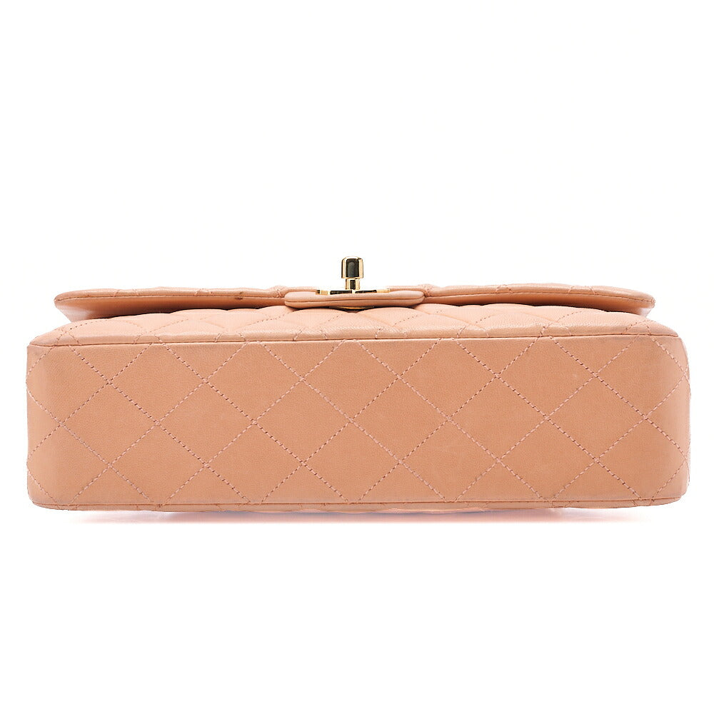 CHANEL Chain Shoulder Bag Matelasse Double Flap 25 Turn Lock Lambskin Salmon Pink Gold-Tone Hardware, Pre-Owned