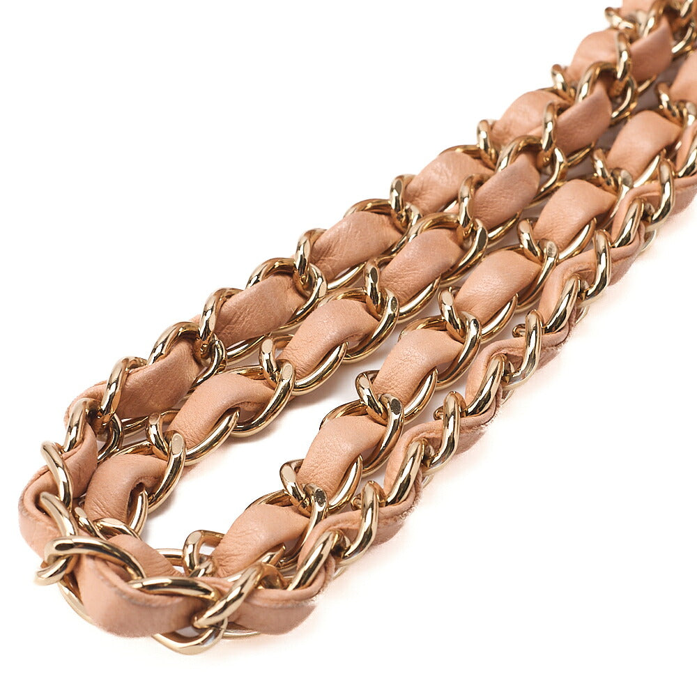 CHANEL Chain Shoulder Bag Matelasse Double Flap 25 Turn Lock Lambskin Salmon Pink Gold-Tone Hardware, Pre-Owned