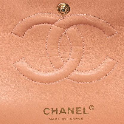 CHANEL Chain Shoulder Bag Matelasse Double Flap 25 Turn Lock Lambskin Salmon Pink Gold-Tone Hardware, Pre-Owned