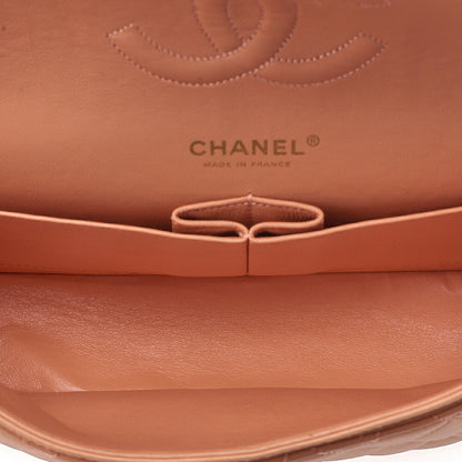 CHANEL Chain Shoulder Bag Matelasse Double Flap 25 Turn Lock Lambskin Salmon Pink Gold-Tone Hardware, Pre-Owned