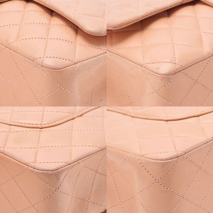 CHANEL Chain Shoulder Bag Matelasse Double Flap 25 Turn Lock Lambskin Salmon Pink Gold-Tone Hardware, Pre-Owned