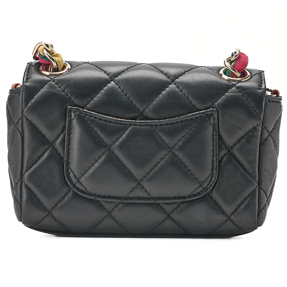 CHANEL Chain Shoulder Bag Mini Matelasse Single Flap Lambskin X Jersey Black Bicolor Shoulder Gold-Tone Hardware, Pre-Owned