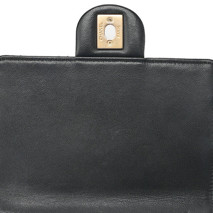 CHANEL Chain Wallet Mini Matelasse Lambskin Fic Pearl X Beads CC Logo Black Gold-Tone Hardware, Pre-Owned